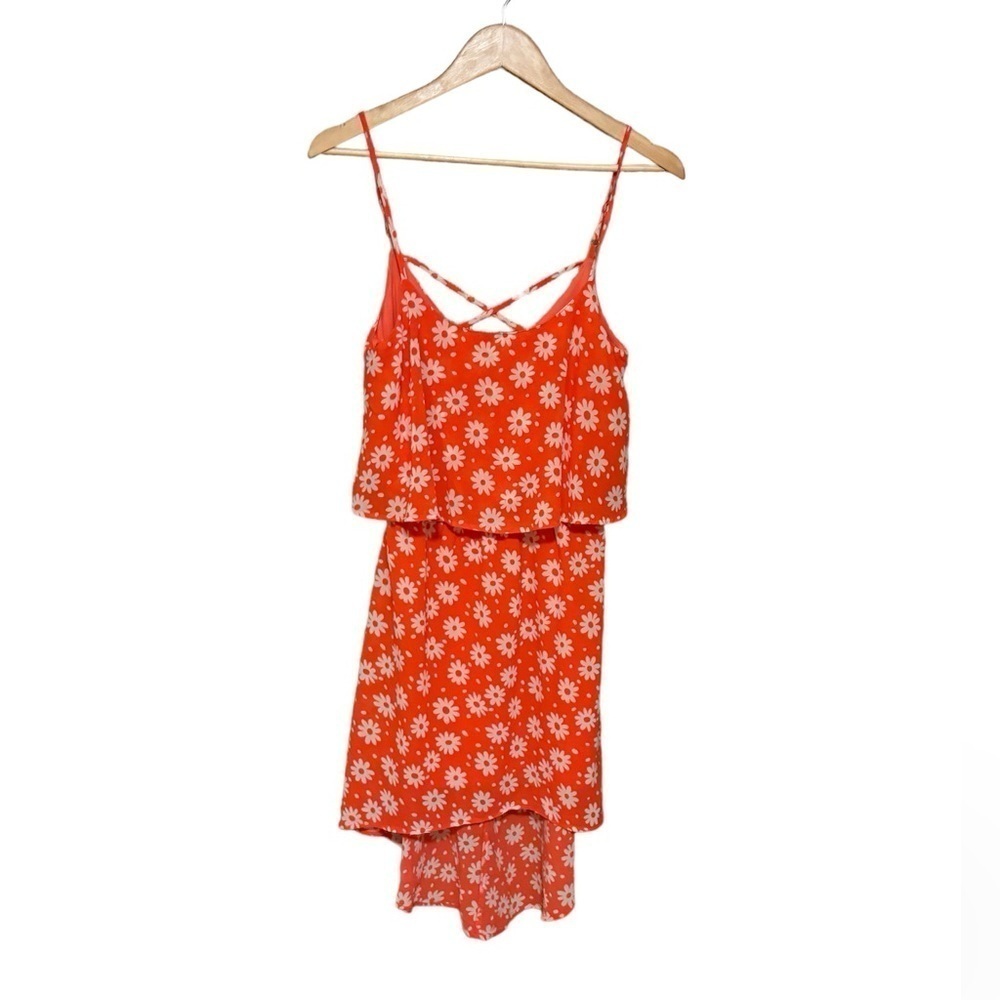 Umgee Floral Dress with High-Low Hem & Criss Cross Back